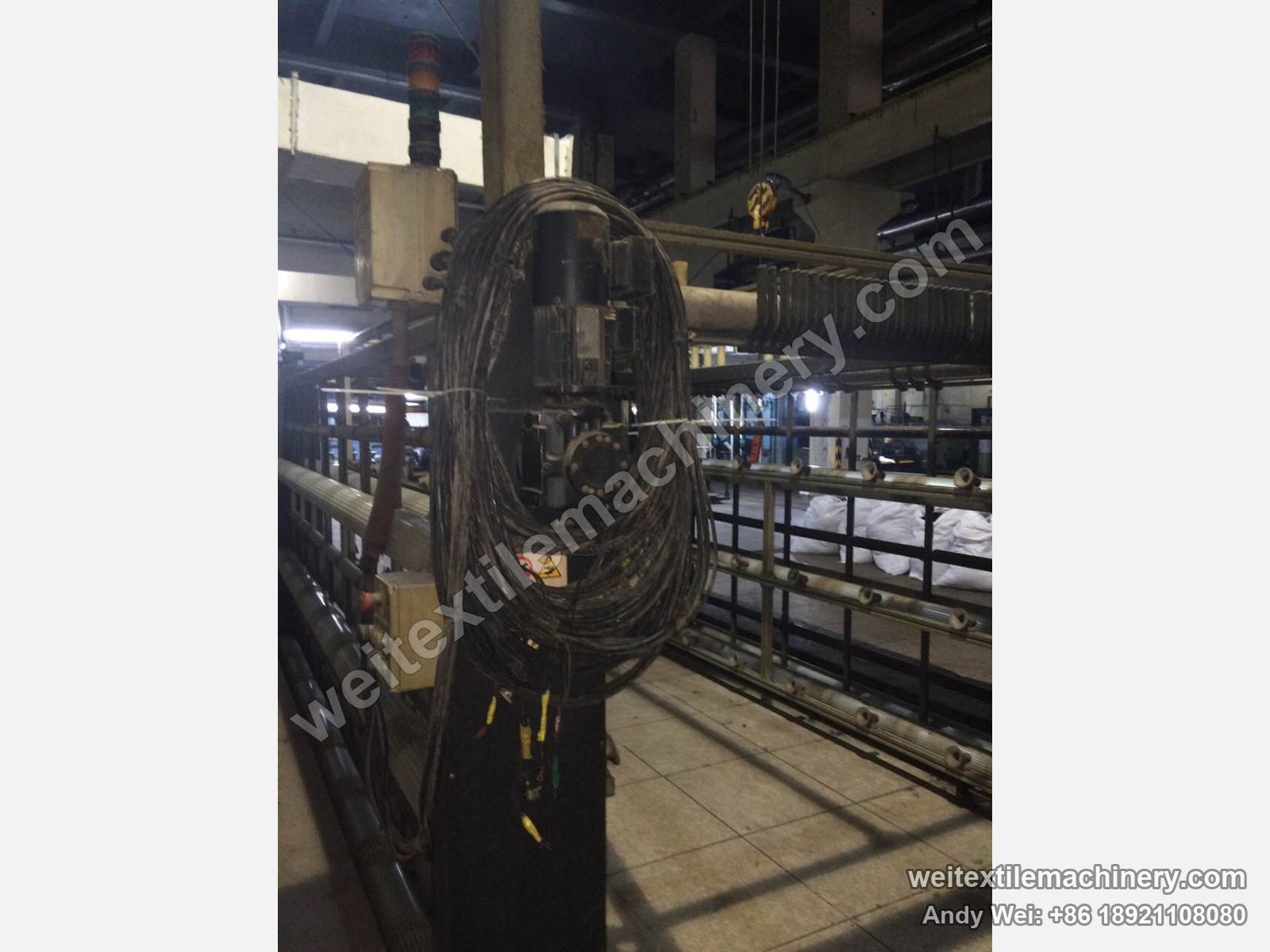 Used CMT tops balling creel, drive detail with geared motor, signal tower and coiled cabling