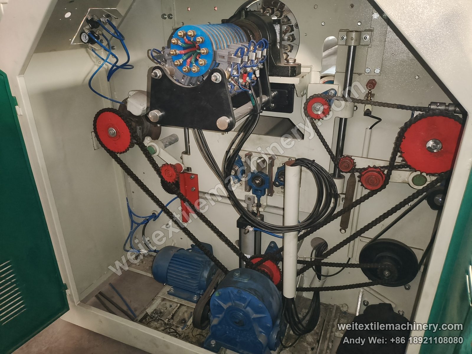 Used Danti Paolo SH8 fabric polishing machine (1.8 m), heated-cylinder drive compartment with slip ring, chain drive and geared motor