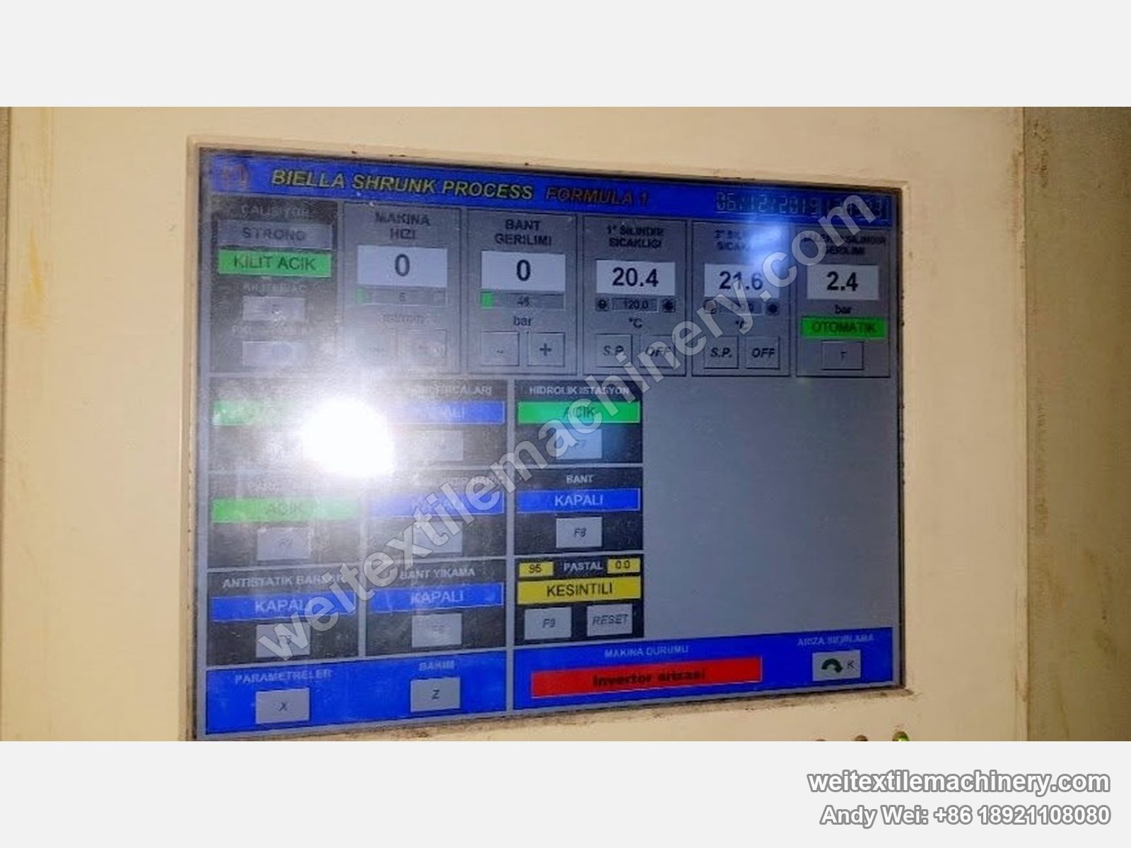 Used KD Formula 1 Formula 1 moistening-calendering-decatizing machine, touch screen with cylinder temperature and pressure
