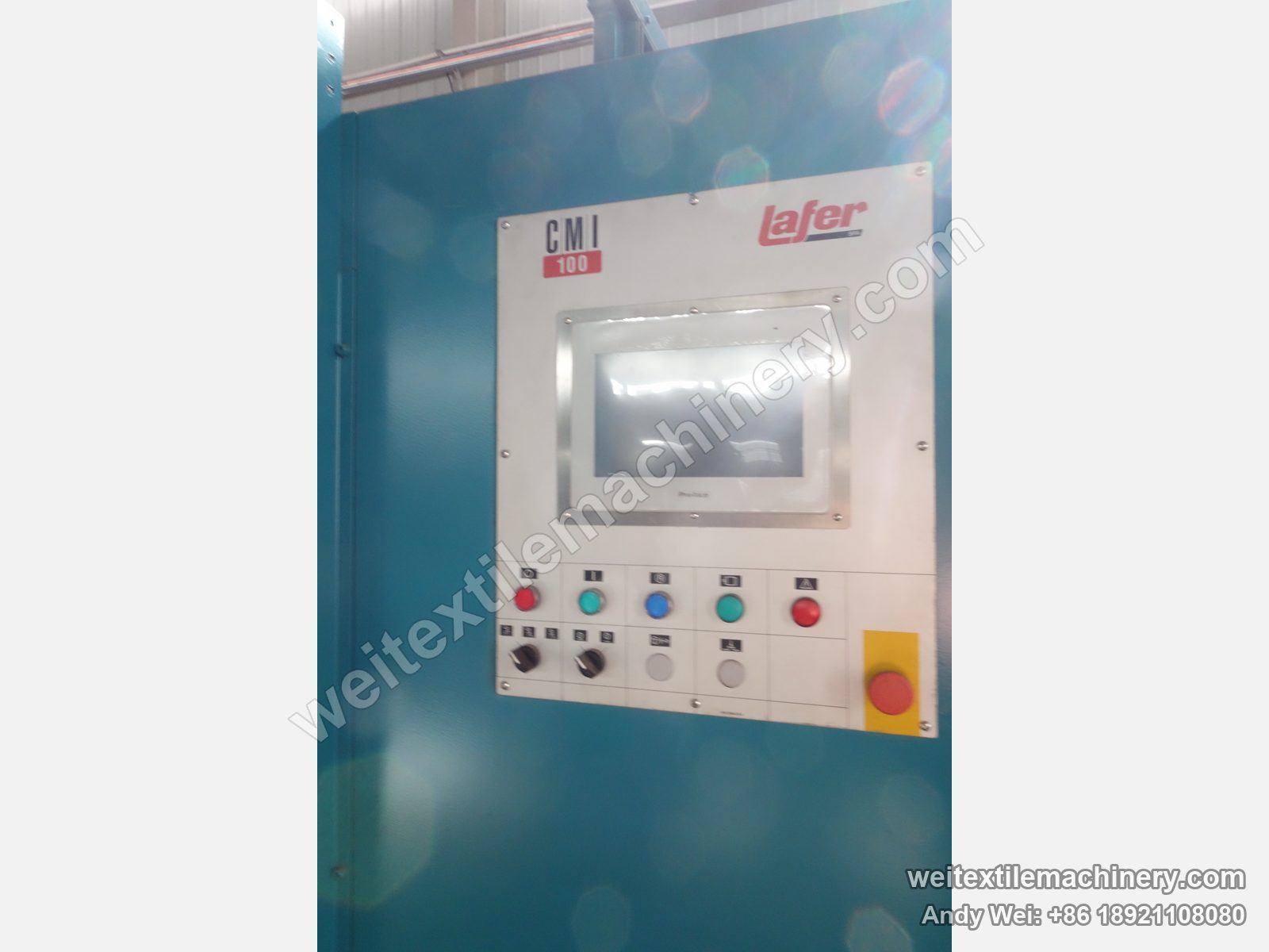 Used Lafer CMI 100 shearing machine (2.0 m), control panel with touch screen and buttons