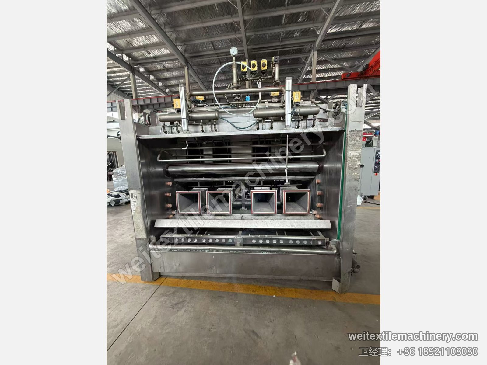 二手 MAT Turbomat 4C 绳状洗缩联合机正面，不锈钢机身、四个方形通道出口与顶部气动阀组