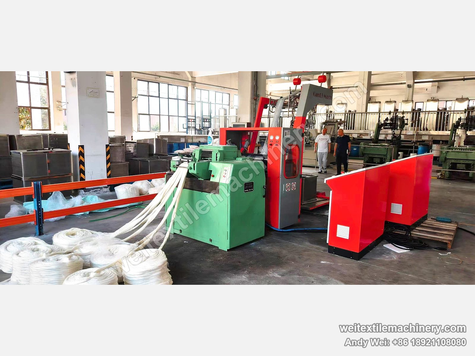QL WPF-MTYH Wool Tops Vigoureux Printing Machine, full view, wool top balls in front
