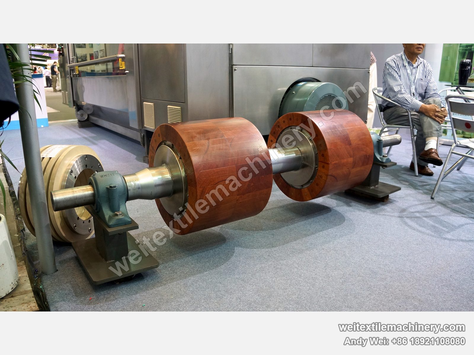 Two wooden milling rollers on show on the 2013 stand